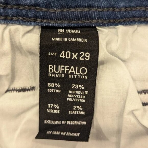 Buffalo David Bitton 40x29 Adam Slim Stretch Jeans Mens Blue Medium Wash - Picture 3 of 3